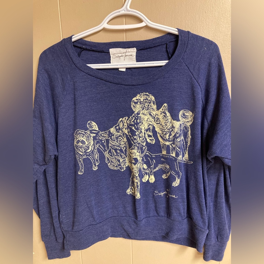 Dog print cropped t shirt